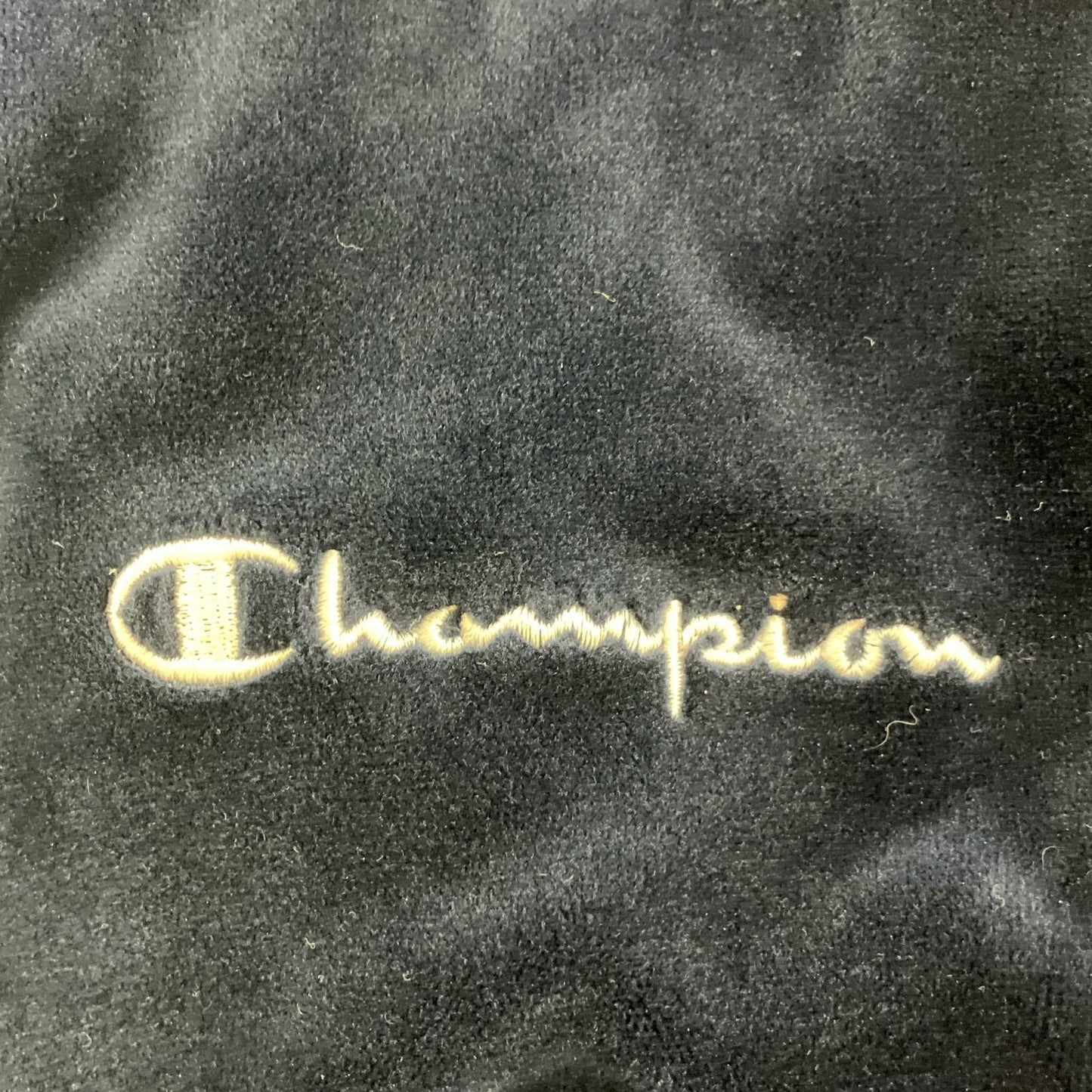 Champion 冠军 藏青色 侧边条纹 天鹅绒 拉链连帽衫 夹克 M