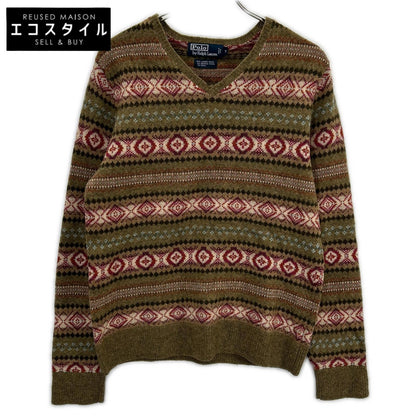 POLO RALPH LAUREN ポロ ラルフローレン KR-RL-LW3601 カーキ 羊毛混 フェアアイル柄 Vネック ニットトップス トップス