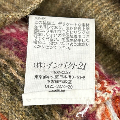 POLO RALPH LAUREN ポロ ラルフローレン KR-RL-LW3601 カーキ 羊毛混 フェアアイル柄 Vネック ニットトップス トップス