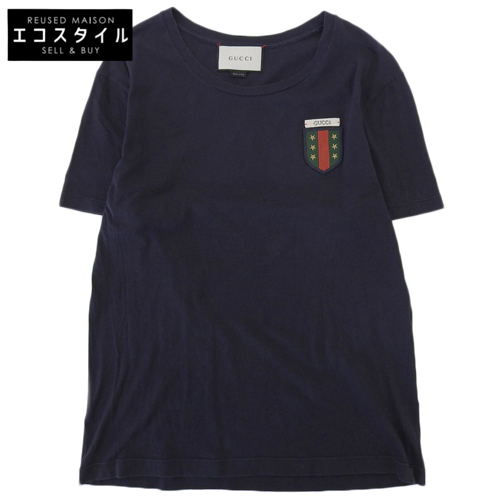 GUCCI Cotton Emblem T-shirt Top Men's Navy S 415708 Tops