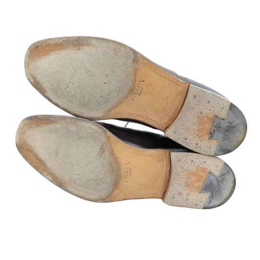 美品 キャップトゥ 内羽根 5アイレット シューズ メンズ レザー ブラウン 6 1/2 2EB129 シューズ 6.5 メンズ
