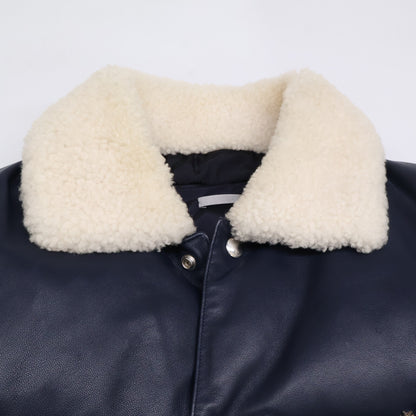 Dior HOMME Dior Homme [domestic authorized product] 863C422H3830 shearling collar yoke lamb leather-paneled down jacket