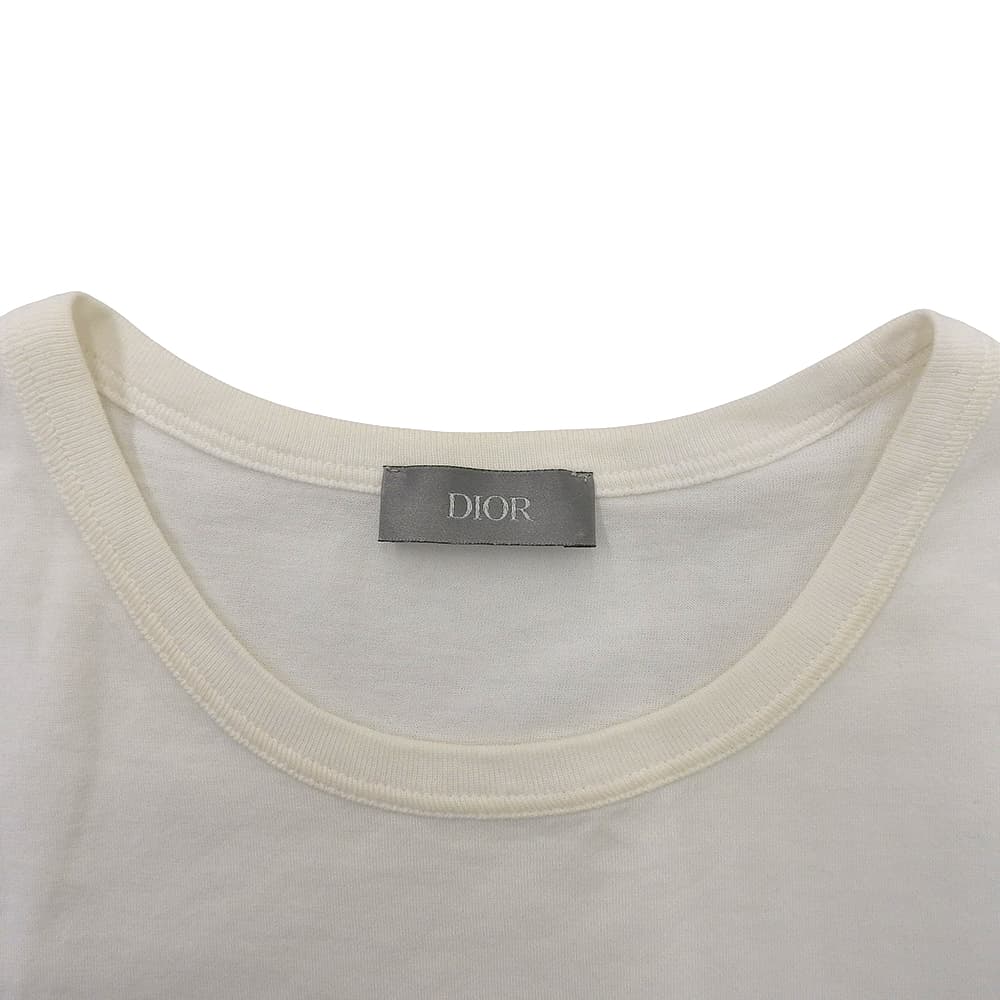 DIOR Cotton Logo Embroidery T-Shirt Top Men's White M 033J600D0589 20AW Top