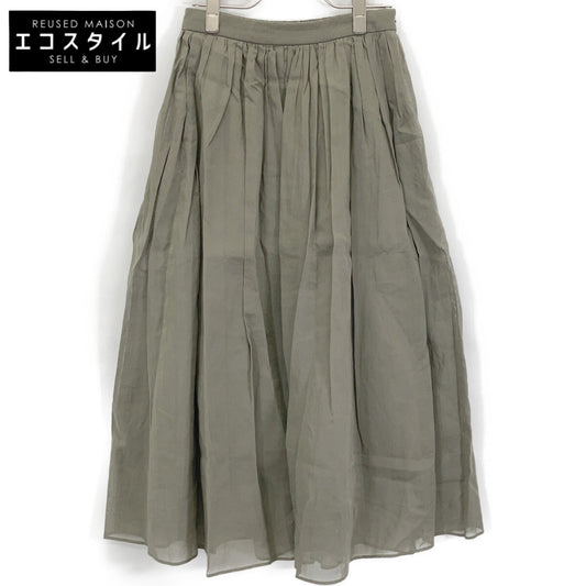 Khaki Cotton Sheer Long Skirt Skirt 36 Women's