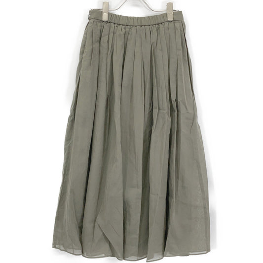 Khaki Cotton Sheer Long Skirt Skirt 36 Women's
