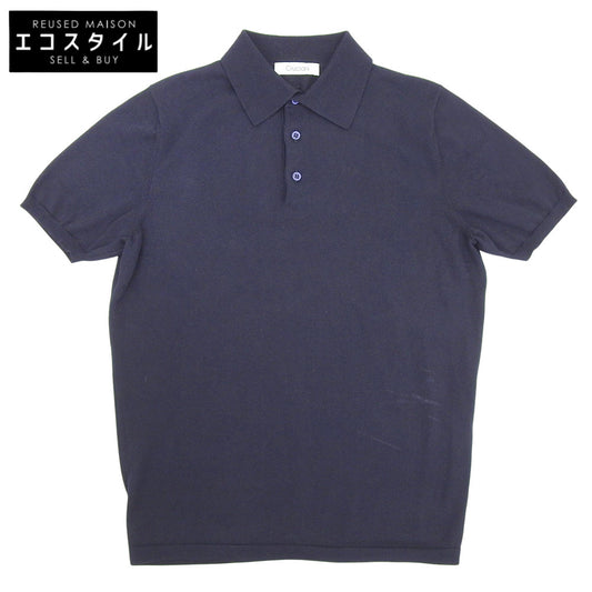 Cruciani 27 Gauge Cotton Knit Polo Top Men's Navy 46 JU5114 Top