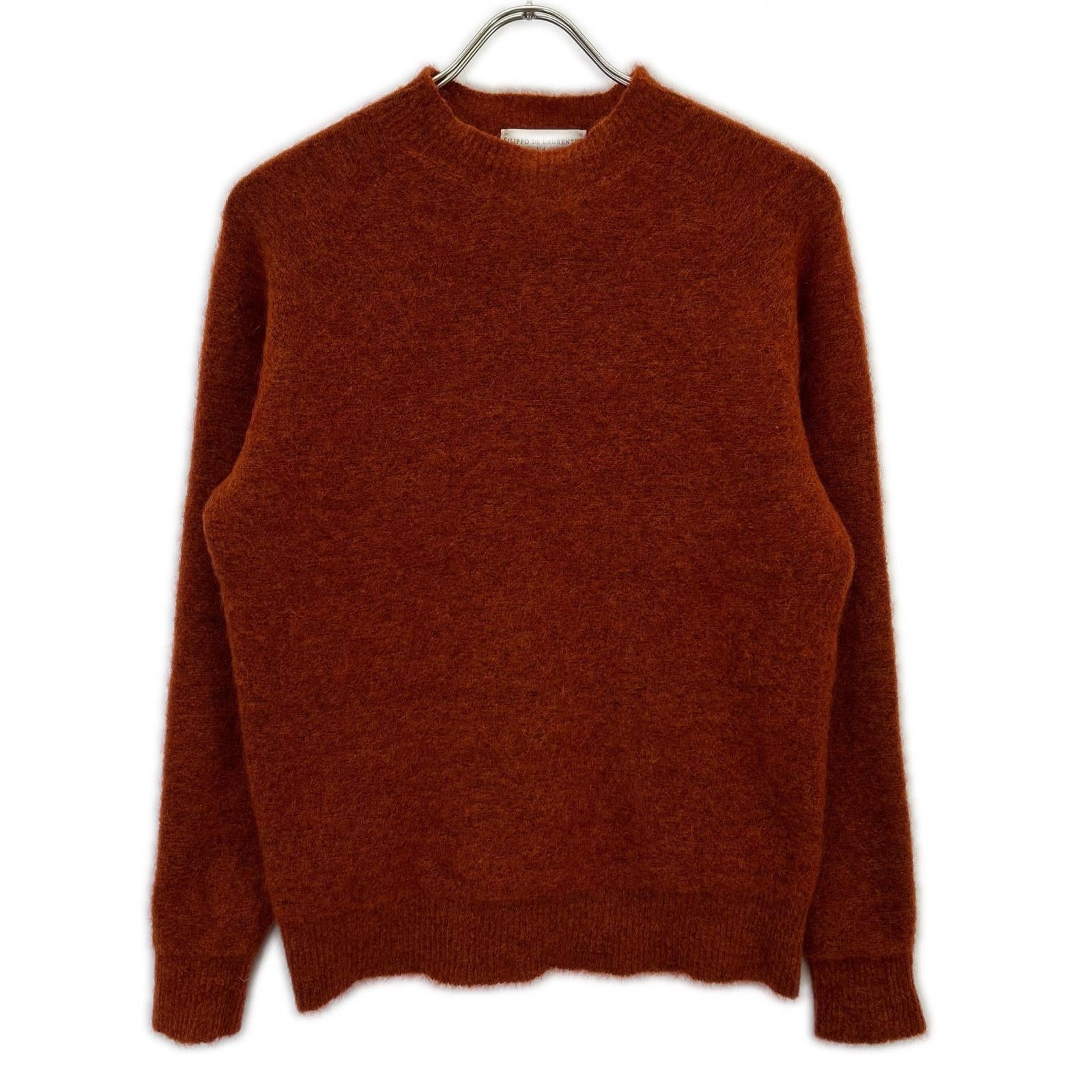 FILIPPO DE LAURENTIIS 3210-GC3MLR20 Orange Mid-Gauge Mohair Wool Crew Neck Knit Top