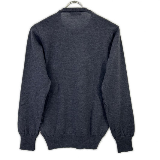 2081209 Gray x Burgundy Raglan Switching Design Knit Top 48 Men's