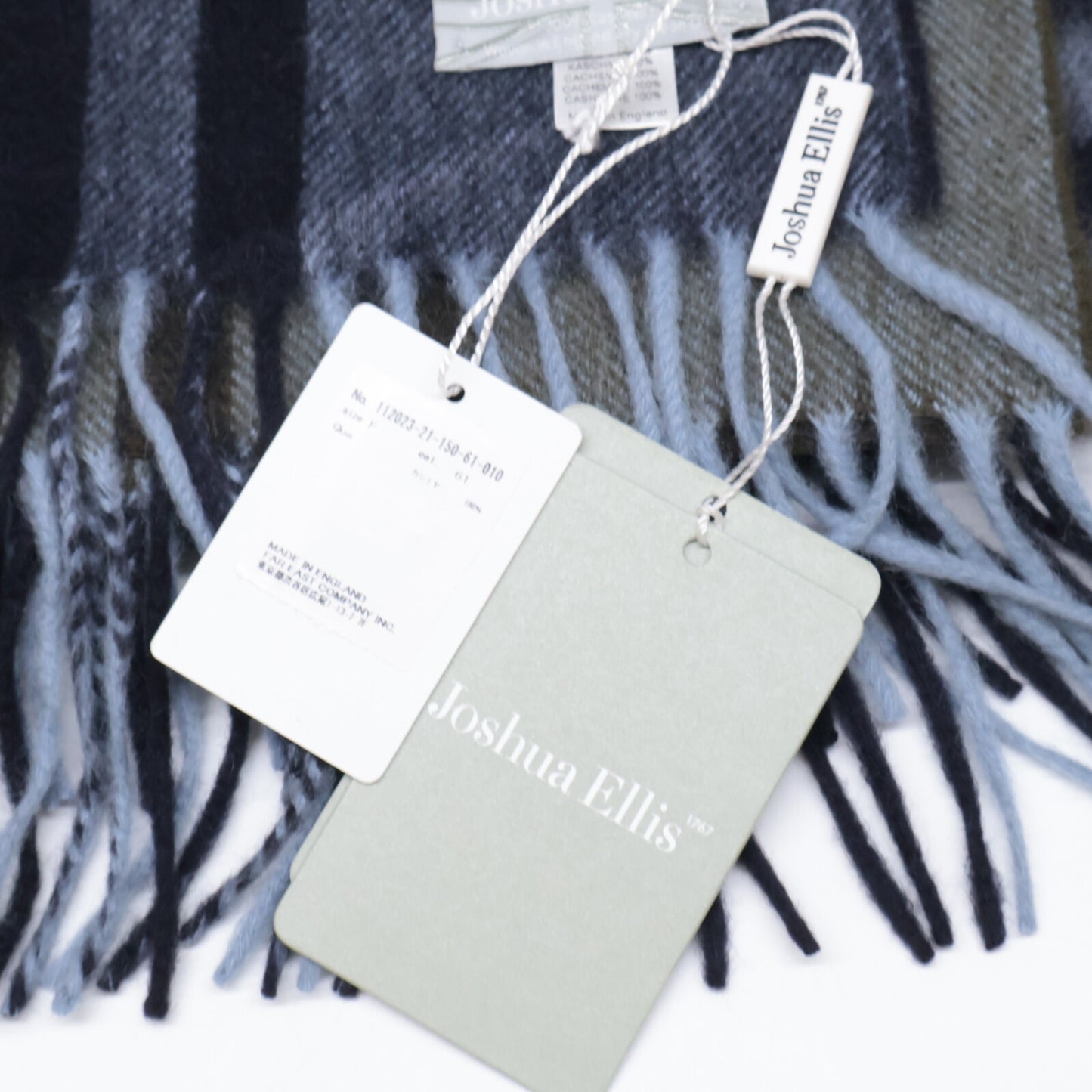 [Like New] 112023-21-150-61-010 CPG51149 Check Pattern Cashmere Fringe Stole Women's