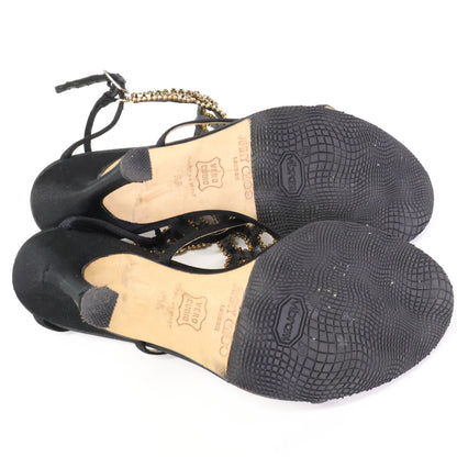 JIMMY CHOO ジミーチュウ 062PARIS シルクサテン ビジューデザイン バックストラップ ミュール/ シューズ