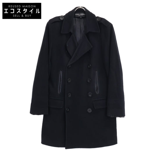 2851FK BLACK WOOL x NYLON P-COAT Coat 54 Men's