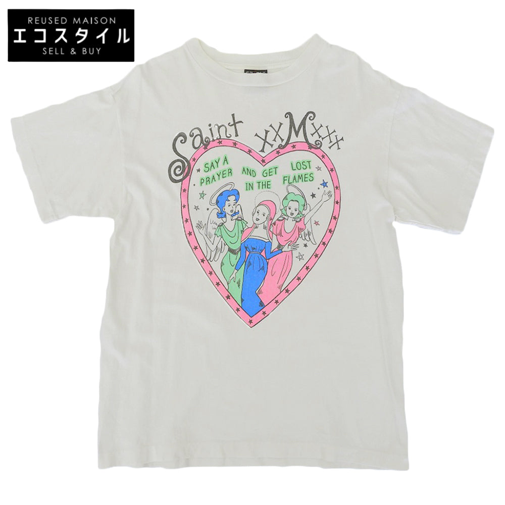 SAINT MICHAEL Heart T-Shirt Cotton Tops Men's White M 21SS SM-A21-0000-005T Tops