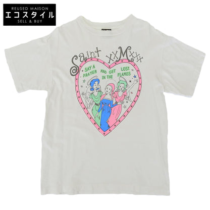 SAINT MICHAEL Heart T-Shirt Cotton Tops Men's White M 21SS SM-A21-0000-005T Tops