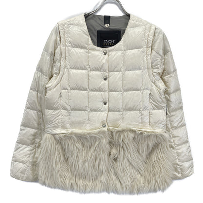 WHITE EXTRA Faux Fur Quilted Down Jacket XL Women's
