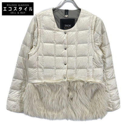 WHITE EXTRA Faux Fur Quilted Down Jacket XL Women's