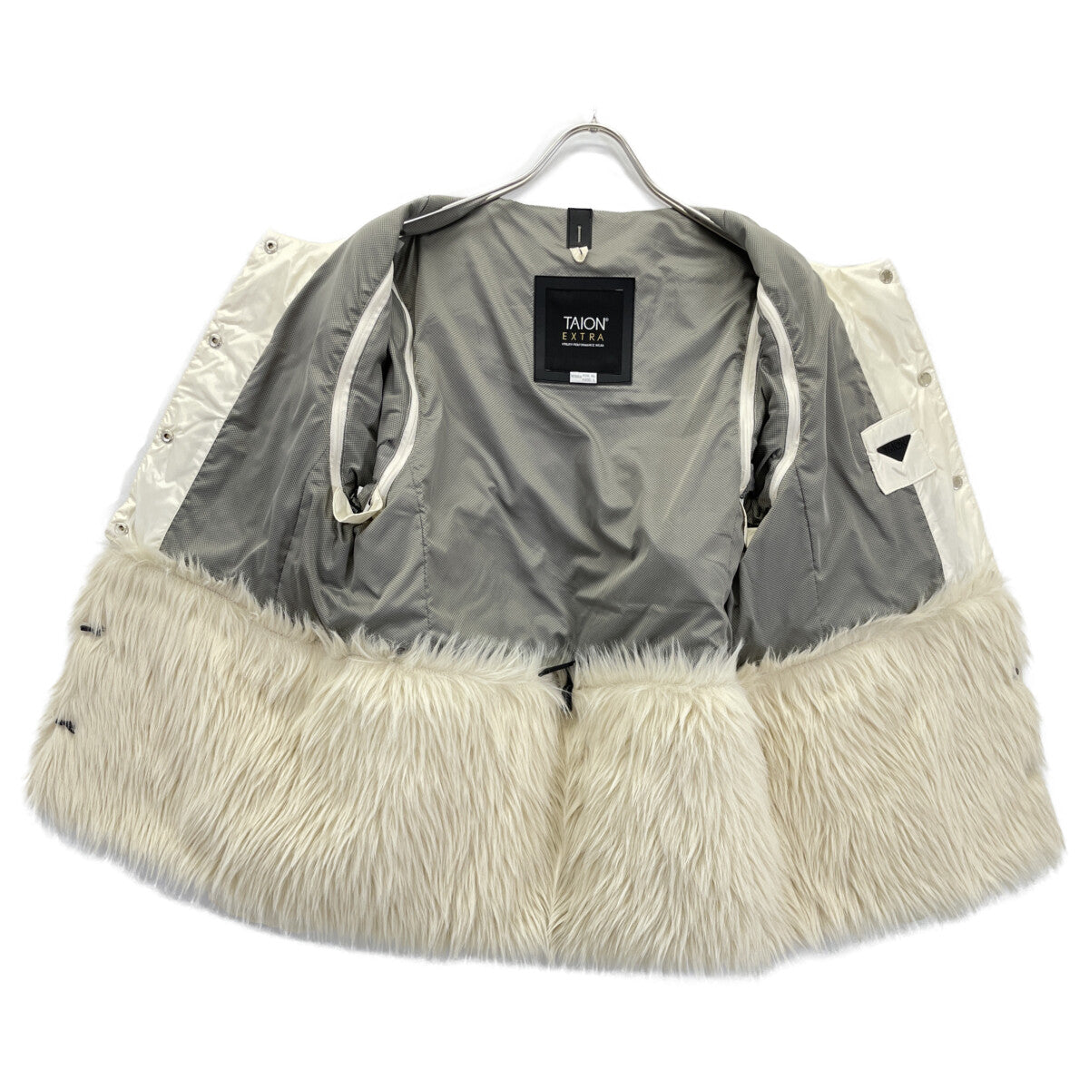 TAION White EXTRA Quilted Down Jacket with Eco-Fur Trim Jacket