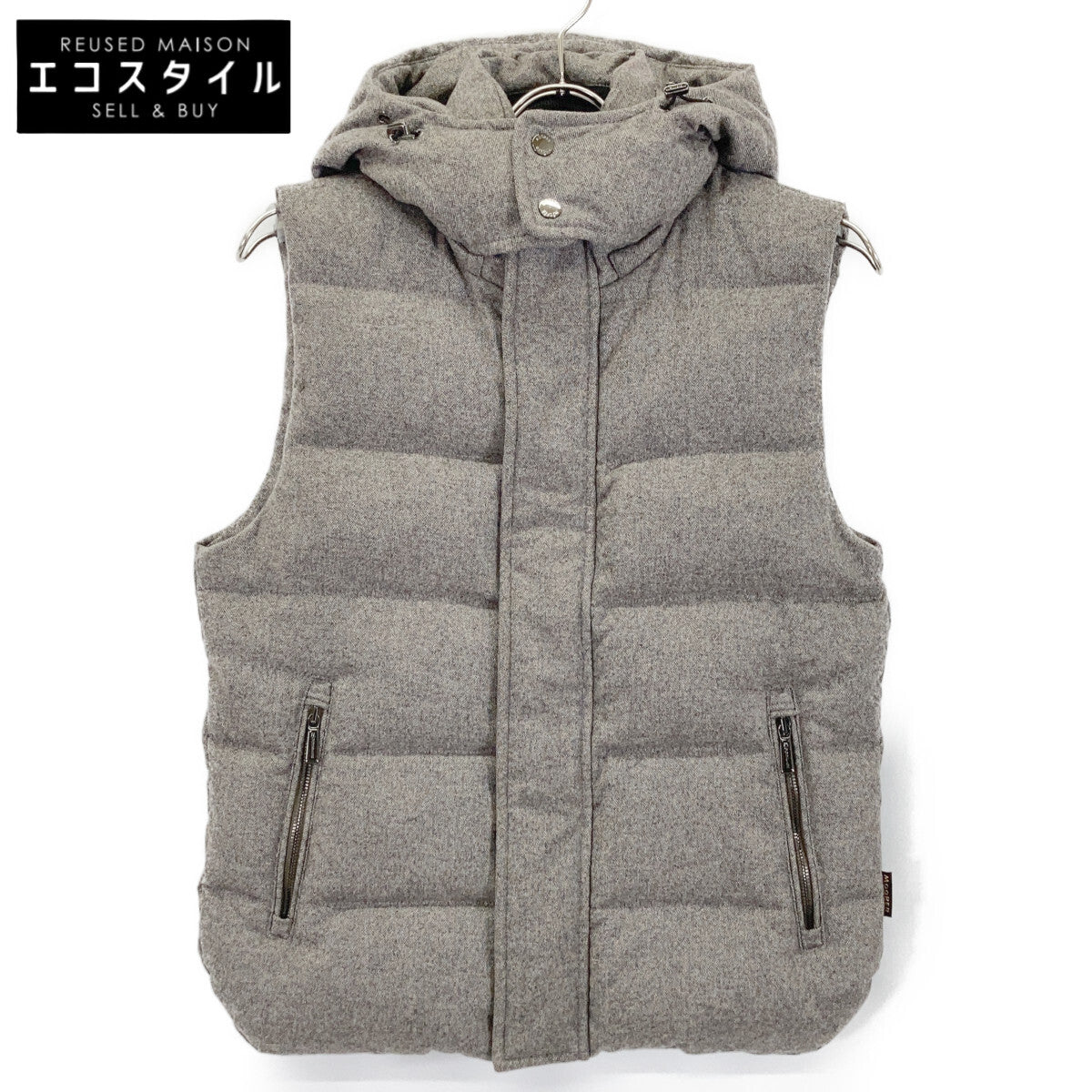 Gray wool x silk FORT TL down vest vest 44 men's