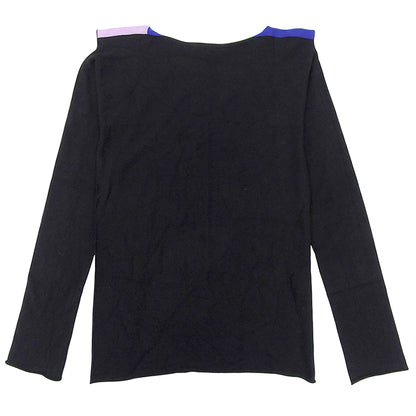 Excellent condition IKKO TANAKA Boat Neck Knitsaw Top for Women, Black, Size 3, PP01-KK772, 20SS Top, Size 3, Women's