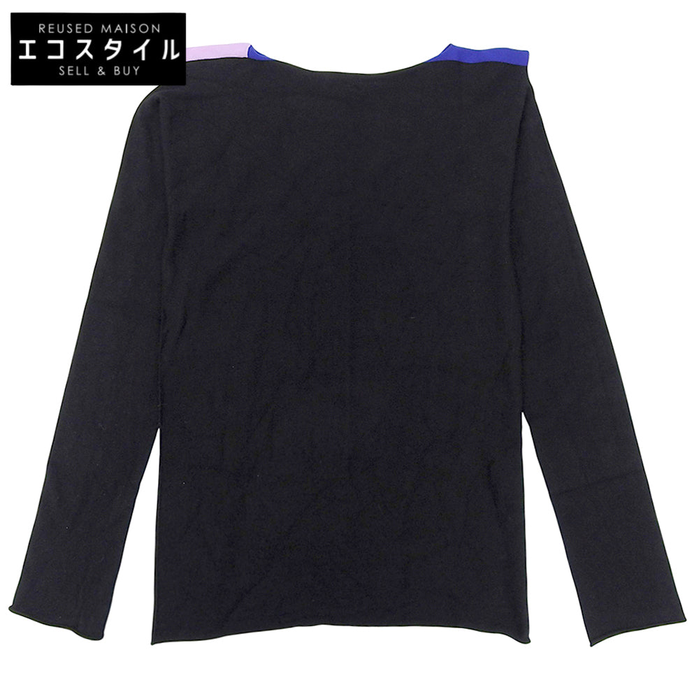 Excellent condition IKKO TANAKA Boat Neck Knitsaw Top for Women, Black, Size 3, PP01-KK772, 20SS Top, Size 3, Women's