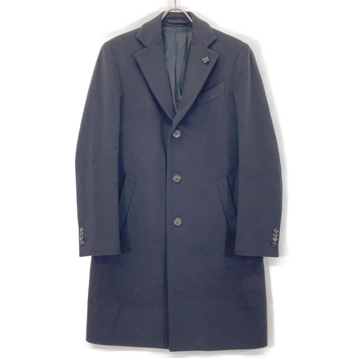LARDINI ラルディーニ IV23636Q ネイビー スペシャルウール フランネル チェスターコート LARDINI ラルディーニ IV23636Q ネイビー スペシャルウール フランネル