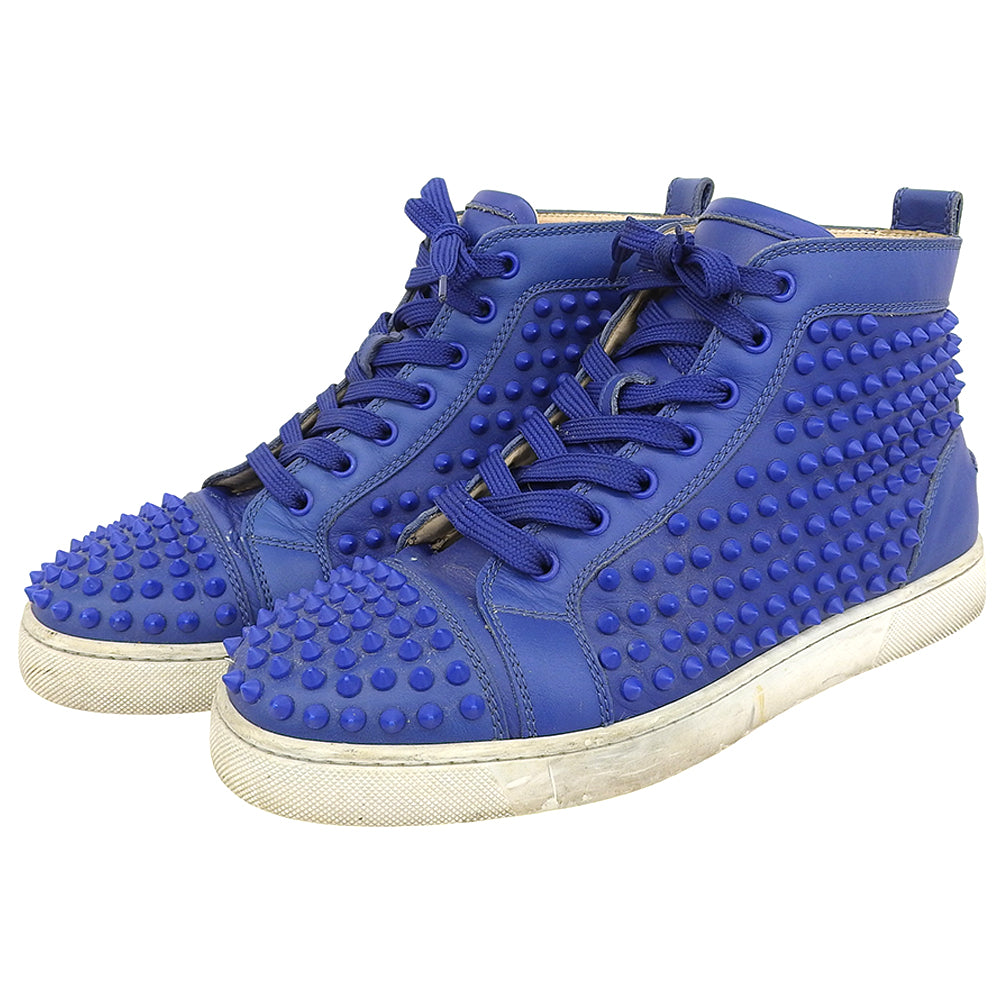 Christian Louboutin Louis Spike High-Top Sneakers Men's Blue 41 Shoes