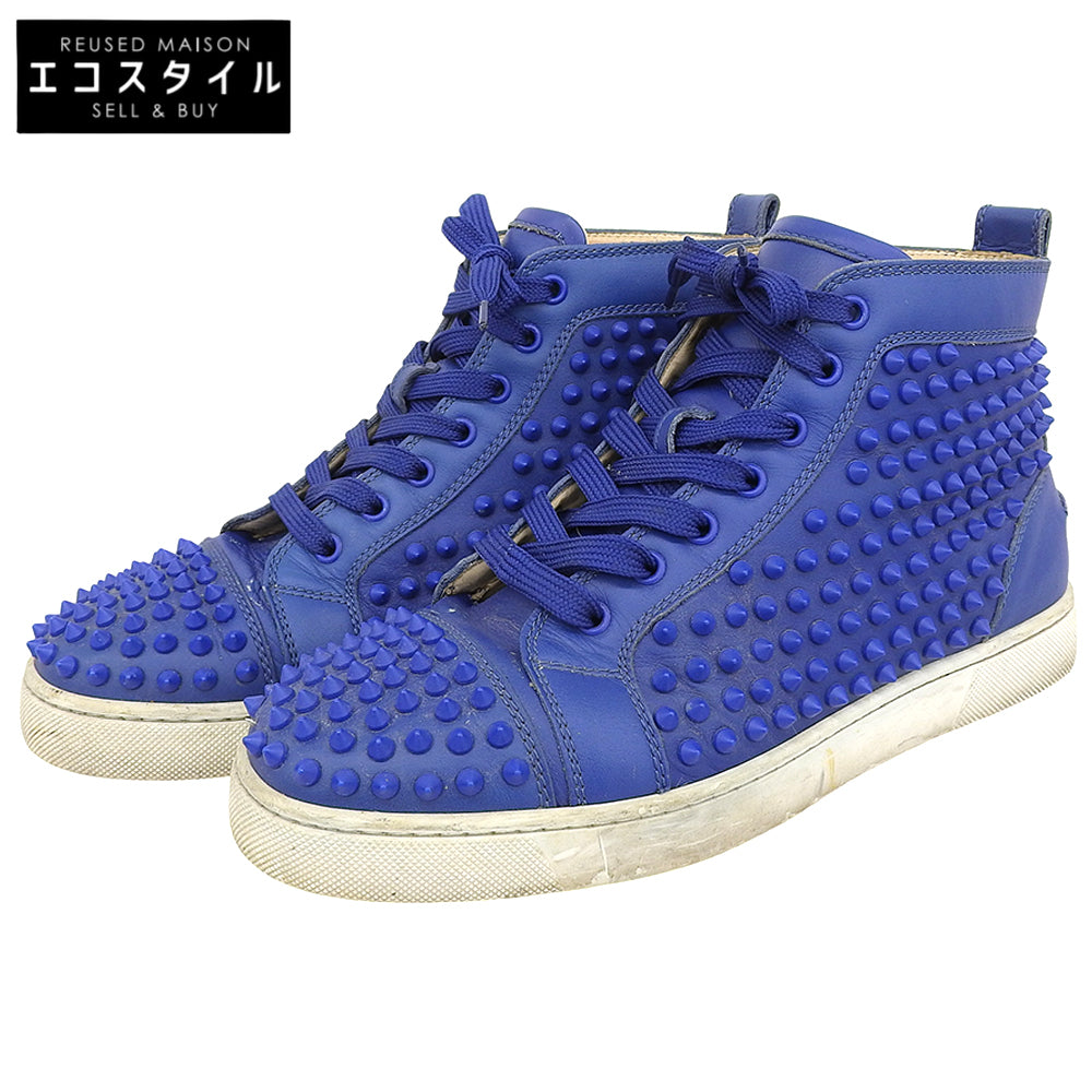 Christian Louboutin Louis Spike High-Top Sneakers Men's Blue 41 Shoes