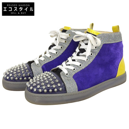 Christian Louboutin 克里斯提·鲁布托 麂皮 铆钉 Louis 高帮运动鞋 男士 紫色×黄色 41 码 鞋履