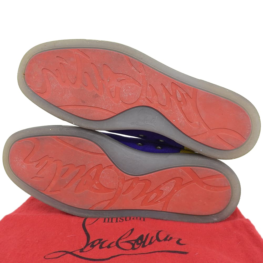 Christian Louboutin 克里斯提·鲁布托 麂皮 铆钉 Louis 高帮运动鞋 男士 紫色×黄色 41 码 鞋履