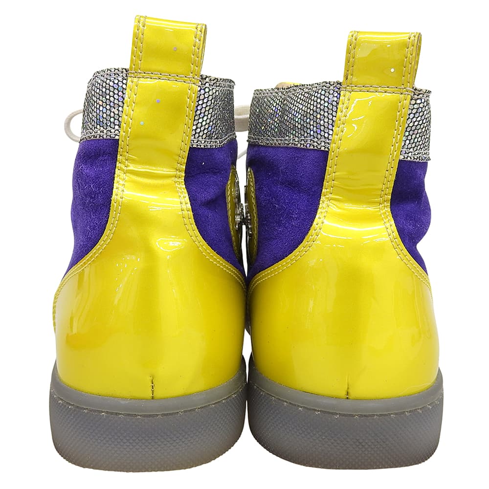 Christian Louboutin 克里斯提·鲁布托 麂皮 铆钉 Louis 高帮运动鞋 男士 紫色×黄色 41 码 鞋履