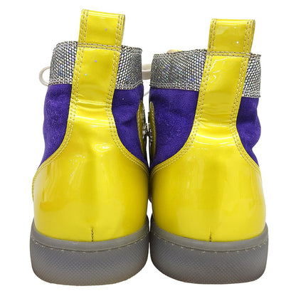 Christian Louboutin 克里斯提·鲁布托 麂皮 铆钉 Louis 高帮运动鞋 男士 紫色×黄色 41 码 鞋履