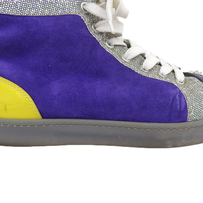 Christian Louboutin 克里斯提·鲁布托 麂皮 铆钉 Louis 高帮运动鞋 男士 紫色×黄色 41 码 鞋履