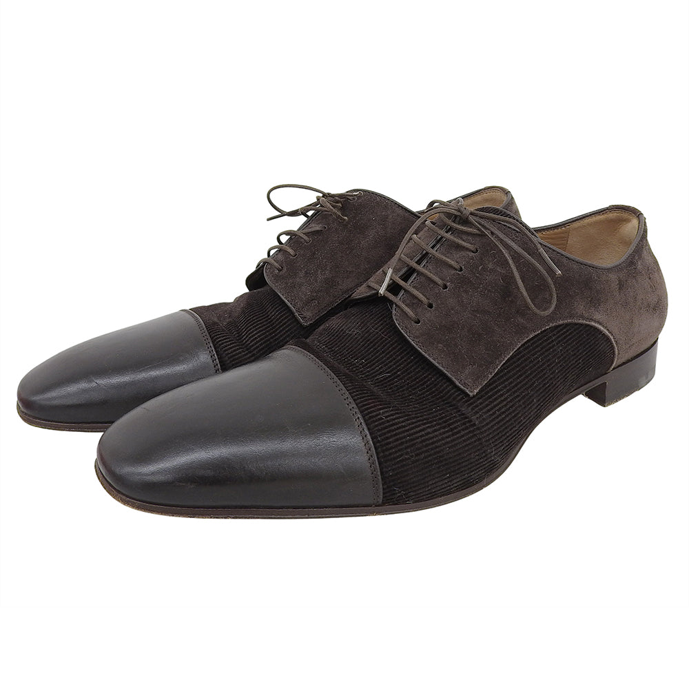 Christian Louboutin Suede x Calf x Corduroy Straight Tip Shoes Men's Brown 41 Shoes