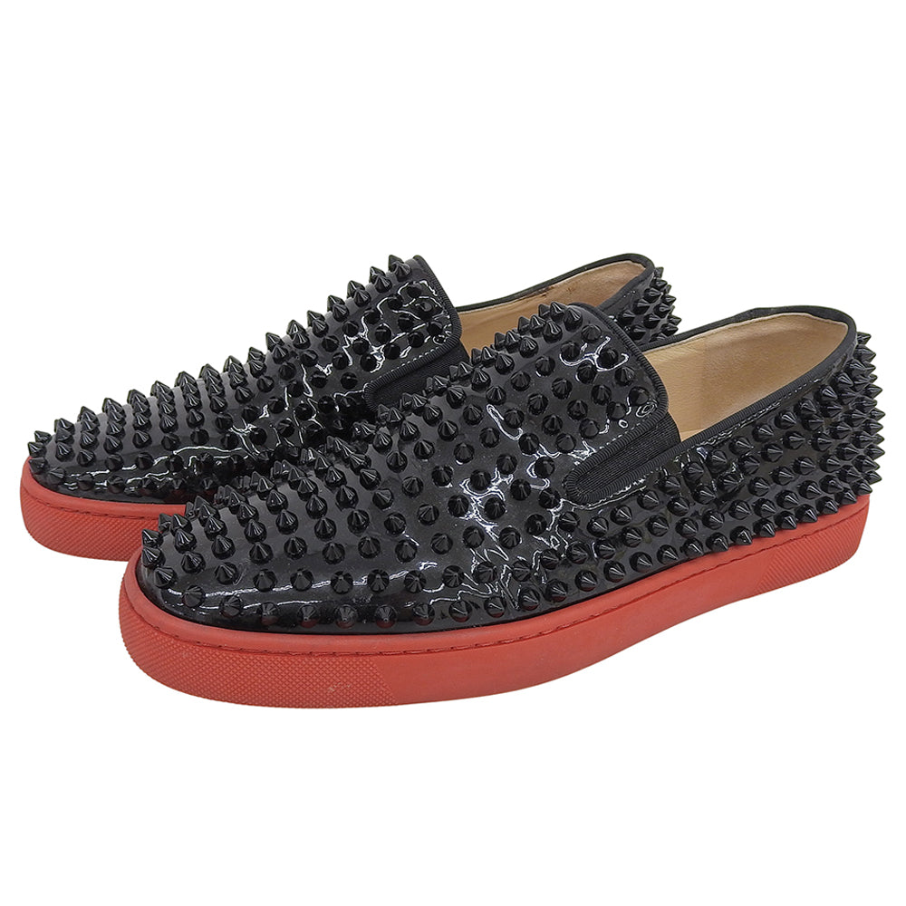Christian Louboutin 克里斯提·鲁布托 专利漆皮铆钉休闲鞋 男士 黑色 41 鞋子
