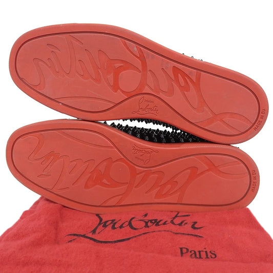 Christian Louboutin クリスチャンルブタン パテント スパイクスタッズ スリッポン シューズ メンズ 黒 ブラック 41 シューズ