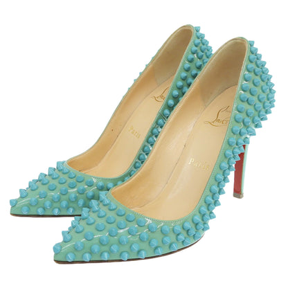 Christian Louboutin Studded Pointed-Toe Heel Pumps Women's Turquoise Blue 35 1/2 Shoes