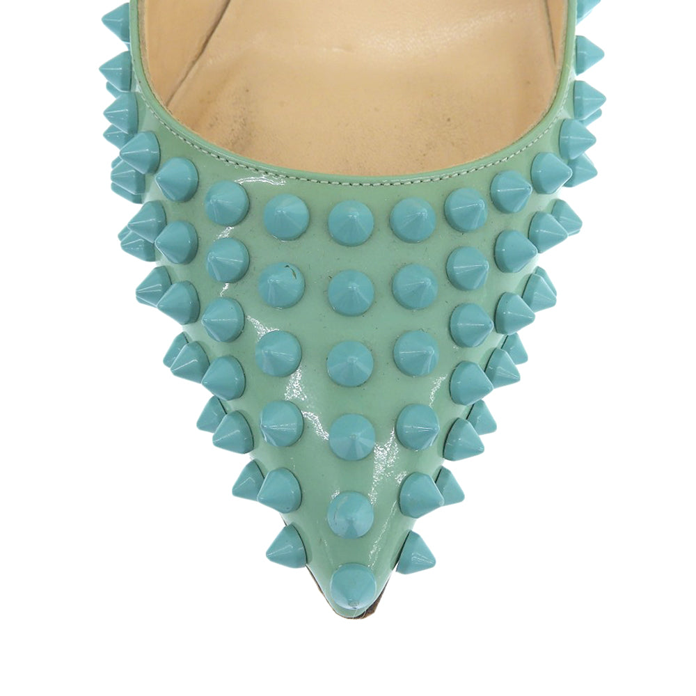 Christian Louboutin Studded Pointed-Toe Heel Pumps Women's Turquoise Blue 35 1/2 Shoes