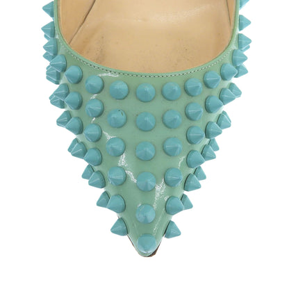 Christian Louboutin Studded Pointed-Toe Heel Pumps Women's Turquoise Blue 35 1/2 Shoes