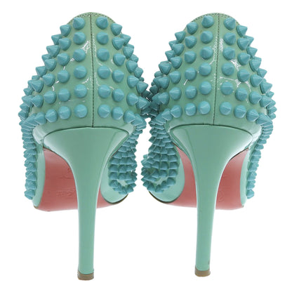 Christian Louboutin Studded Pointed-Toe Heel Pumps Women's Turquoise Blue 35 1/2 Shoes