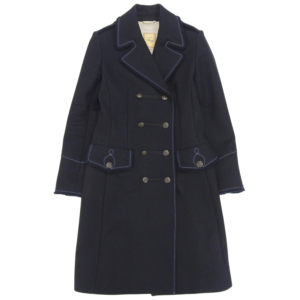 Fay フェイ 美品 ダブル ロングコート レディース ネイビー S IT01113570442 コート