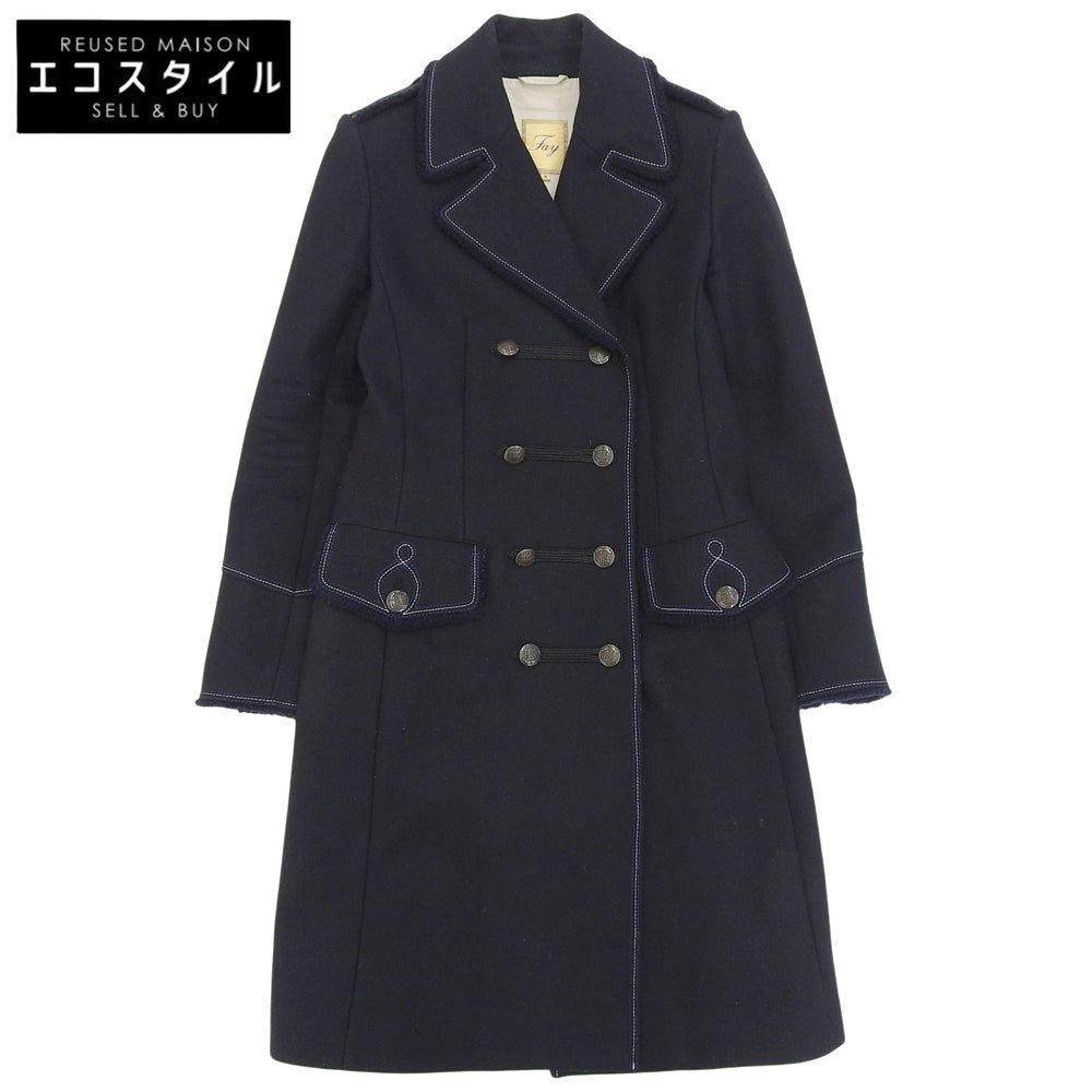 Fay フェイ 美品 ダブル ロングコート レディース ネイビー S IT01113570442 コート