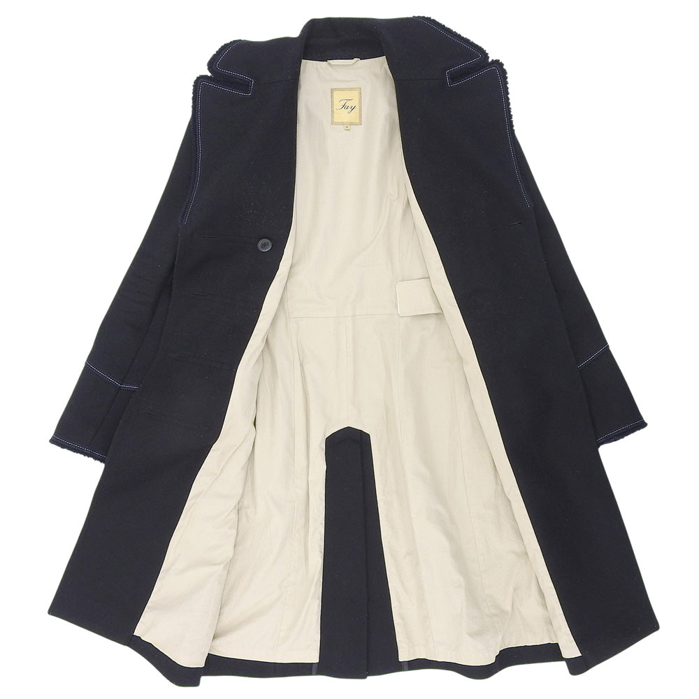 Fay フェイ 美品 ダブル ロングコート レディース ネイビー S IT01113570442 コート