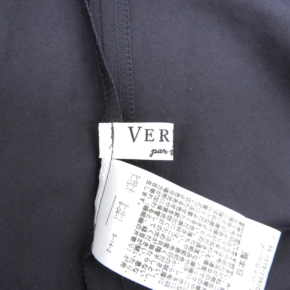 VERMEIL par iena ヴェルメイユ パー イエナ 美品 コットン シルク パフスリーブ チュニック トップス レディース ネイビー トップス