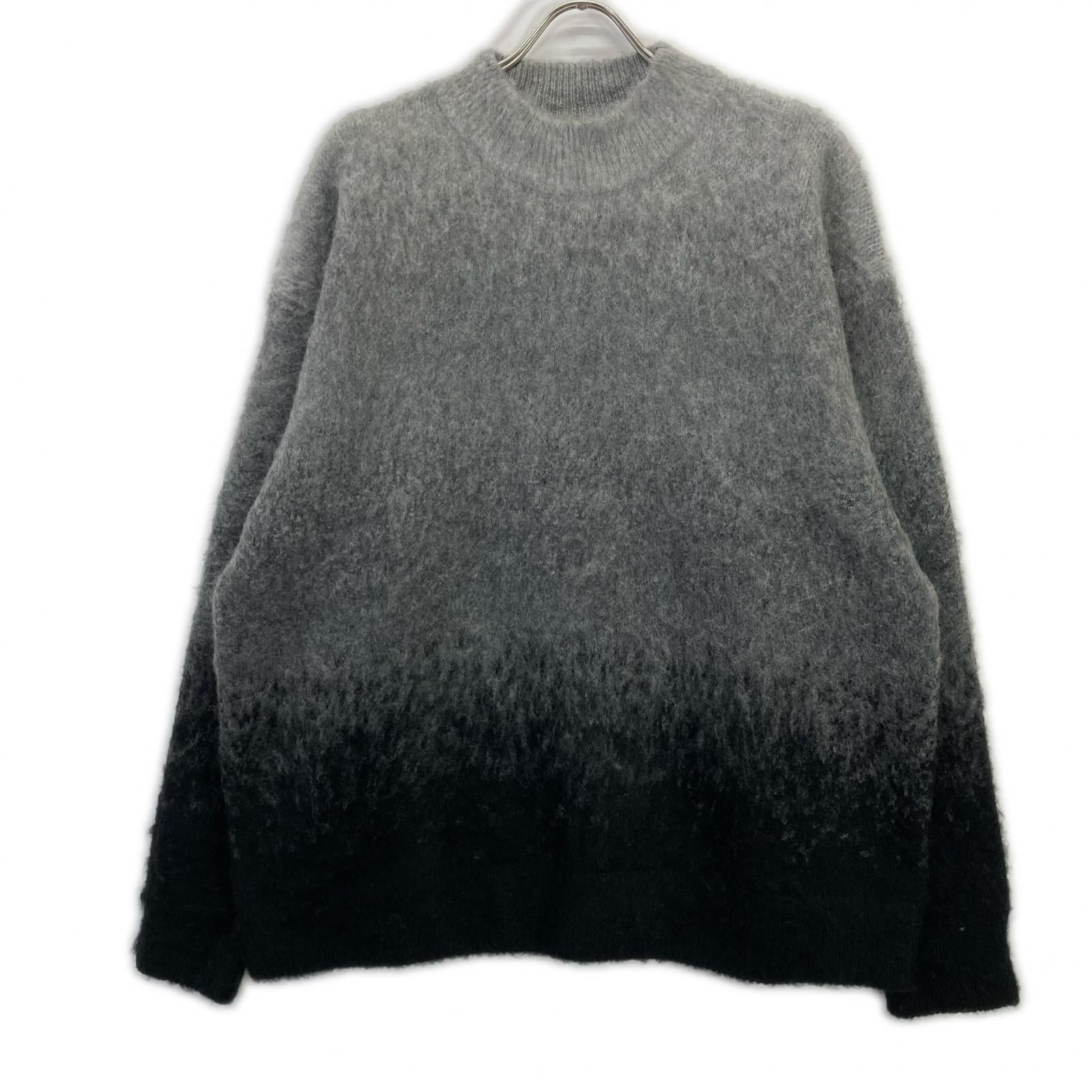 AKM ASK-25002W Black x Gray Gradation Mohair Crew Neck Knit Top
