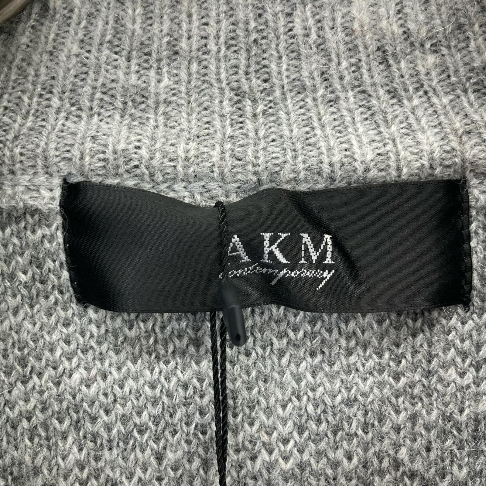 AKM ASK-25002W Black x Gray Gradation Mohair Crew Neck Knit Top