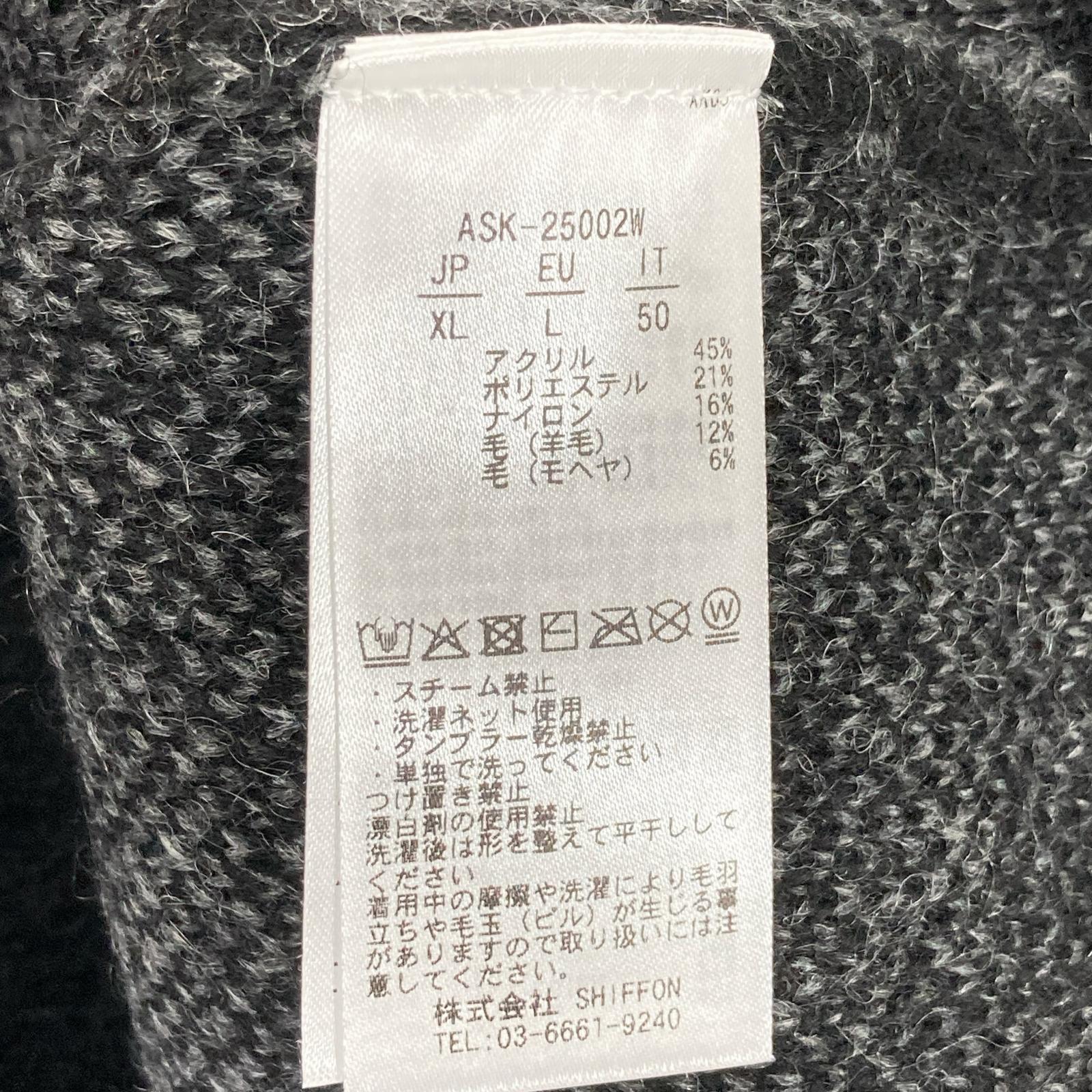 AKM ASK-25002W Black x Gray Gradation Mohair Crew Neck Knit Top