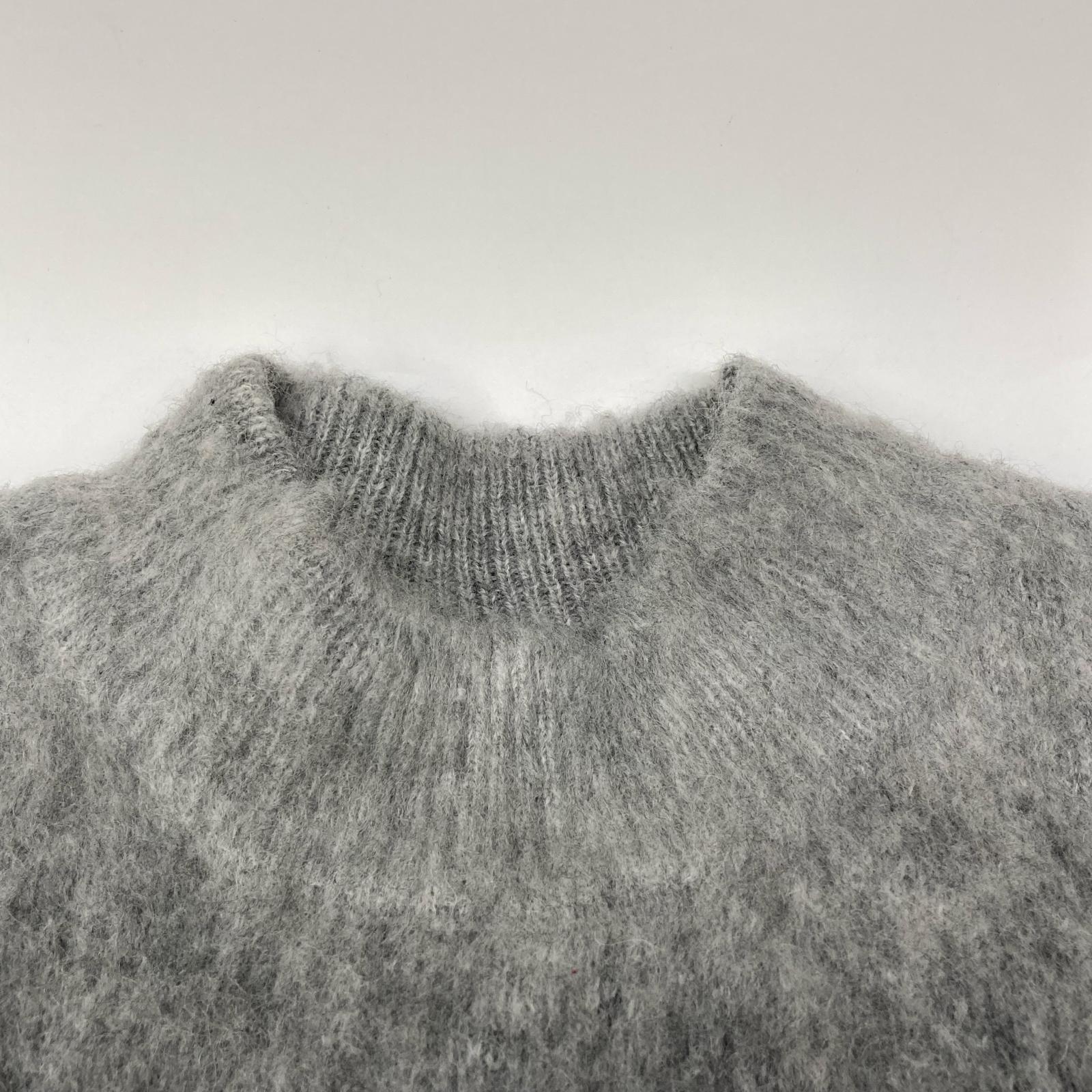 AKM ASK-25002W Black x Gray Gradation Mohair Crew Neck Knit Top