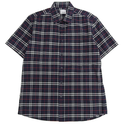BURBERRY バーバリー ストレッチコットン チェック 半袖シャツ トップス メンズ ネイビー L 8020964 トップス
