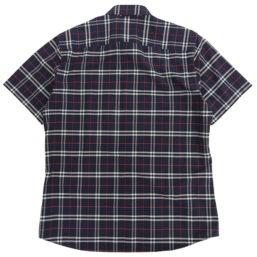 BURBERRY バーバリー ストレッチコットン チェック 半袖シャツ トップス メンズ ネイビー L 8020964 トップス