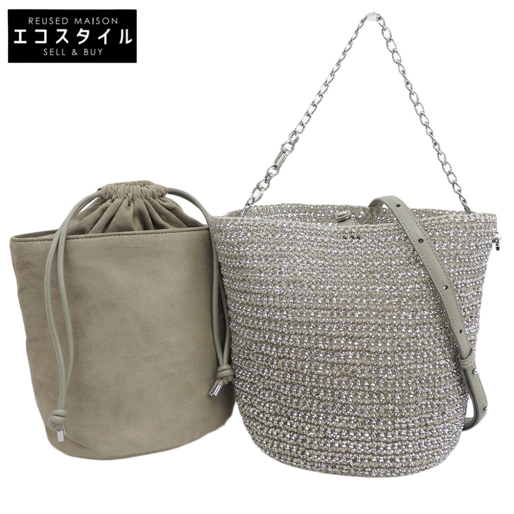 ANTEPRIMA アンテプリマ 美品 ウンチネット セッキオ 2WAY ハンドバッグ ショルダーバッグ レディース シルバー×カーキ PB20FJSOBH ハンドバッグ