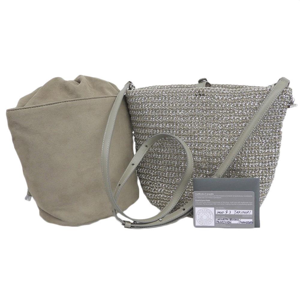 ANTEPRIMA アンテプリマ 美品 ウンチネット セッキオ 2WAY ハンドバッグ ショルダーバッグ レディース シルバー×カーキ PB20FJSOBH ハンドバッグ
